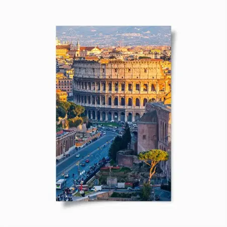 Poster goldenes kolosseum bei sonnenuntergang, Rom – Pixers®