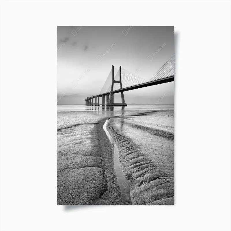 Poster minimalistische seilbrücke in monochrom