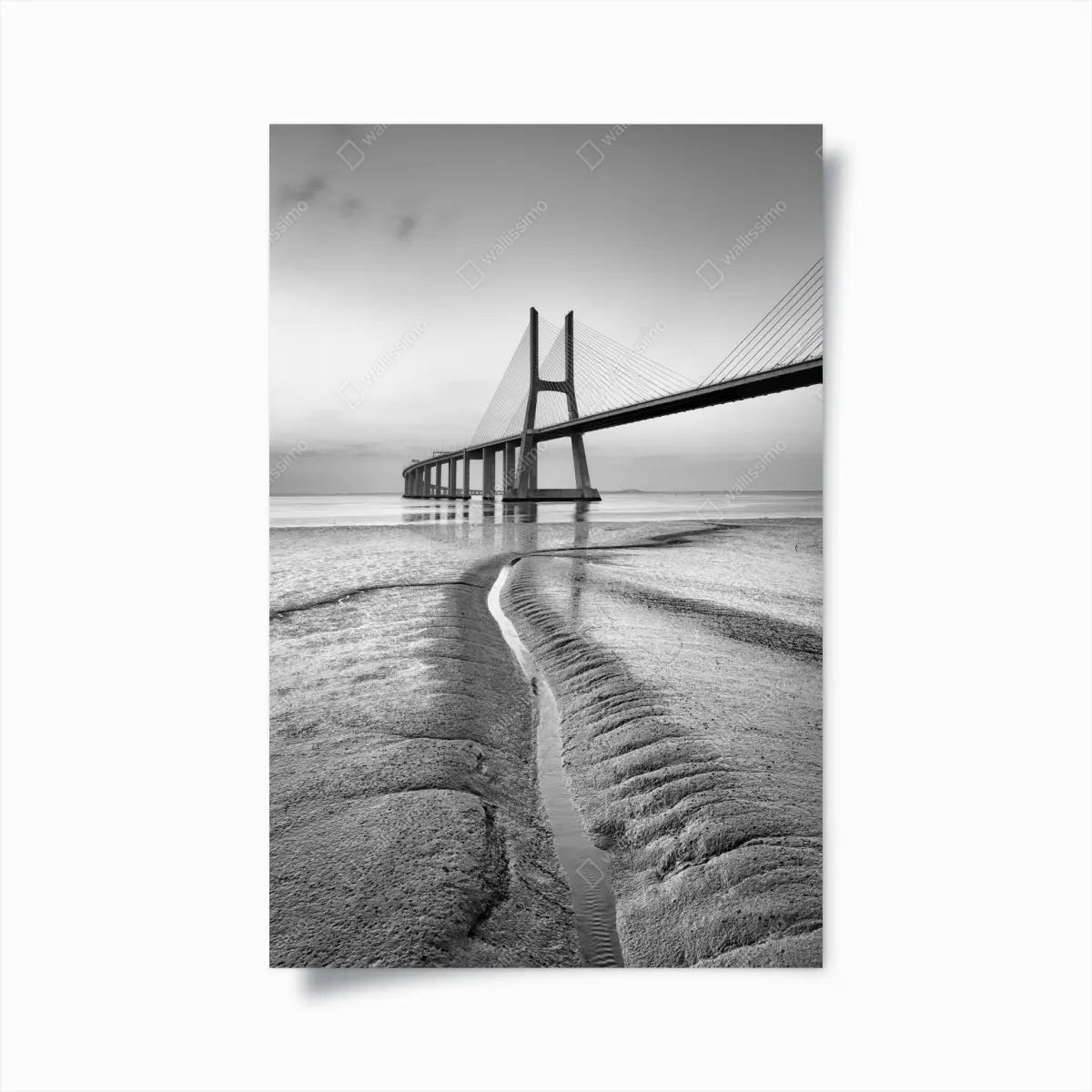 Poster minimalistische seilbrücke in monochrom – Pixers®