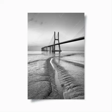 Poster minimalistische seilbrücke in monochrom – Pixers®