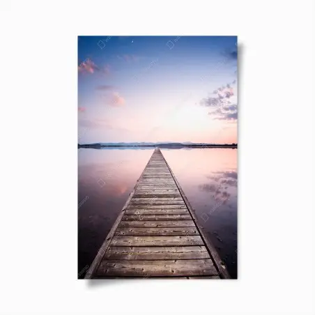 Poster holzsteg zum horizont bei sonnenuntergang – Pixers®