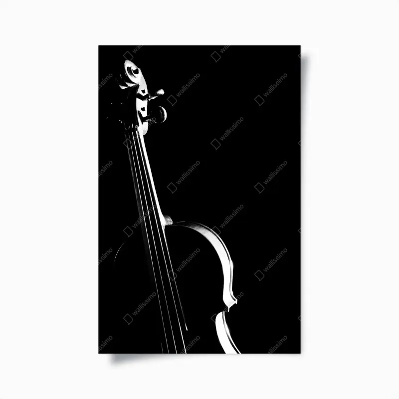 Poster elegante geigensilhouette auf schwarzem hintergrund