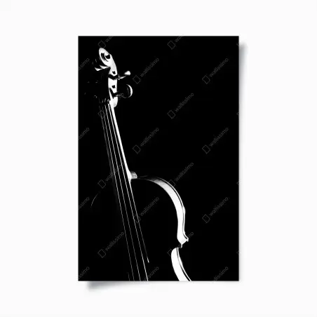 Poster elegante geigensilhouette auf schwarzem hintergrund – Pixers®