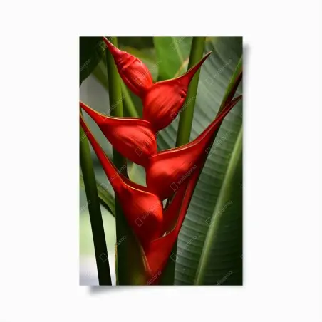 Poster leuchtende rote heliconia blüte – Pixers®