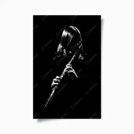 Poster elegante flötensilhouette – Pixers®