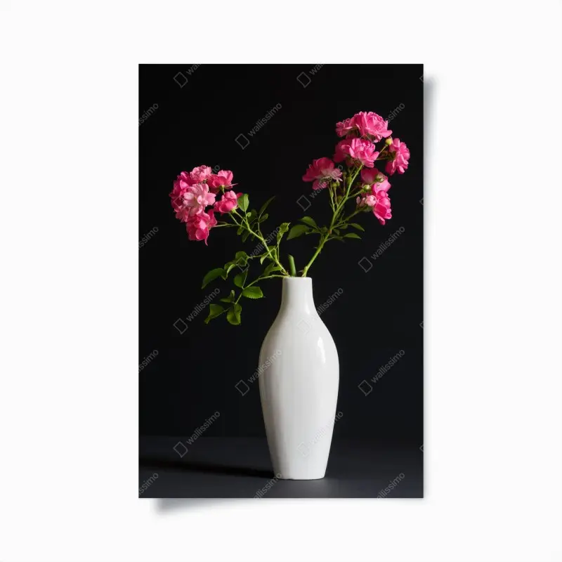Poster rosa rosen in weißer vase