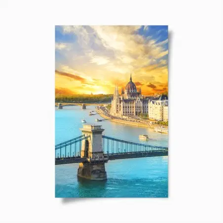 Poster sonnenuntergang über Budapest und der Kettenbrücke – Pixers®