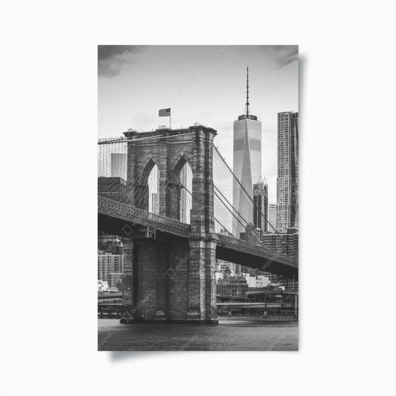Poster Brooklyn bridge schwarzweiß stadtbild