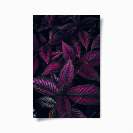 Poster leuchtendes violettes blättermotiv – Pixers®