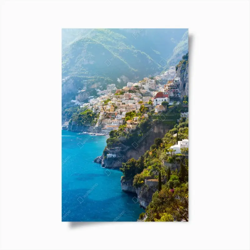 Poster Positano küstenpanorama an der klippe