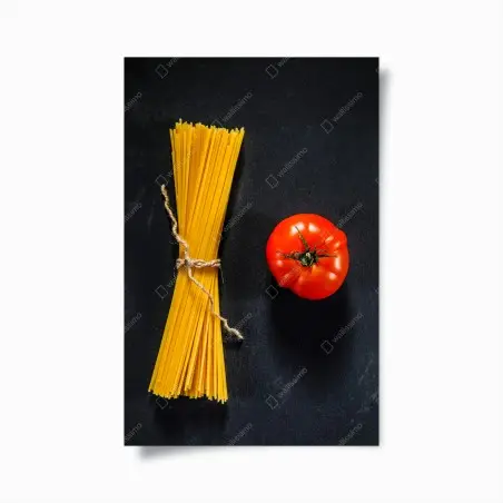 Poster minimalistische spaghetti- und tomatenkomposition – Pixers®