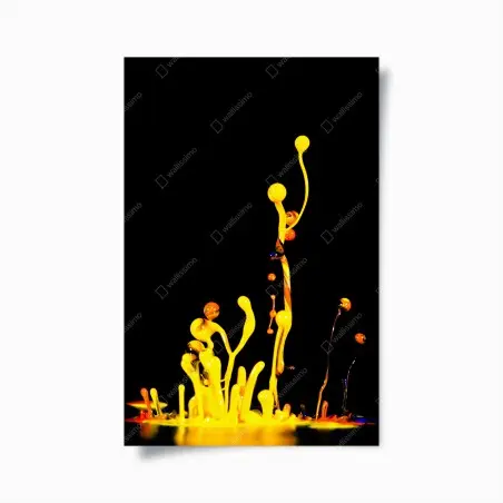 Poster leuchtender gelber farbspritzer auf schwarzem hintergrund – Pixers®