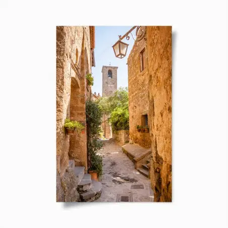 Poster sonnige gasse in Civita di Bagnoregio – Pixers®