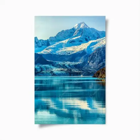Poster majestätischer alpiner gletscher mit spiegelung – Pixers®