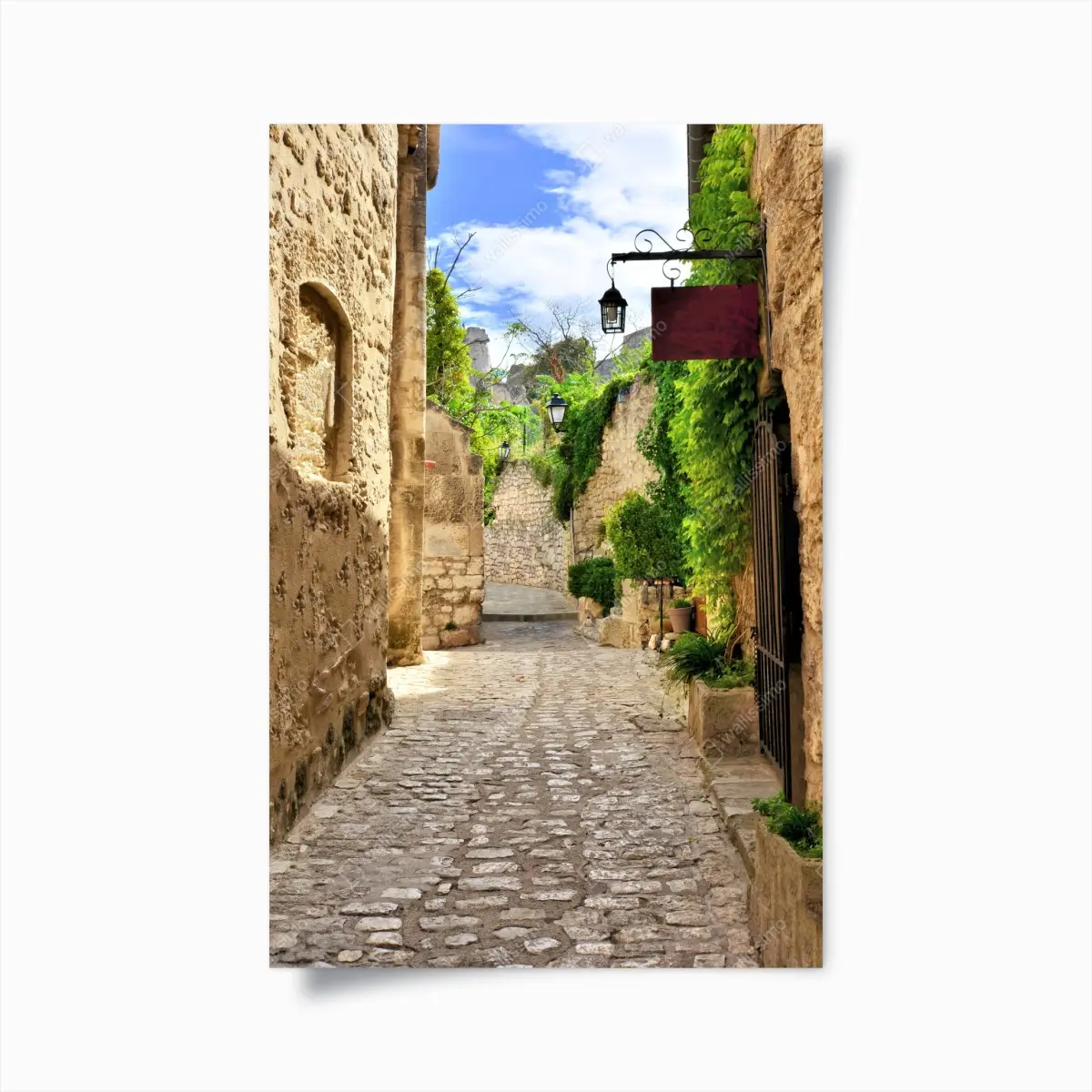 Poster reizende kopfsteinpflasterstraße in Les Baux de Provence – Pixers®