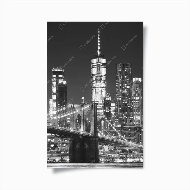 Poster Brooklyn Bridge und Manhattan skyline bei nacht
