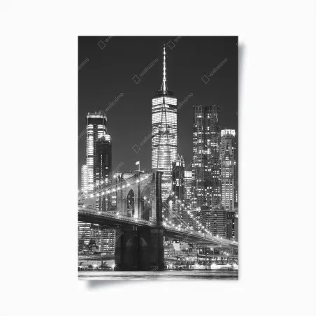 Poster Brooklyn Bridge und Manhattan skyline bei nacht – Pixers®