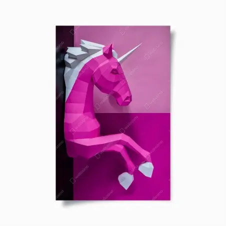 Poster rosa geometrisches einhorn wanddekoration – Pixers®