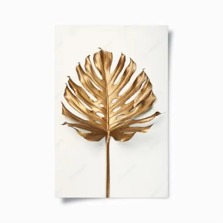 Poster goldenes monstera blatt auf weißem hintergrund – Pixers®