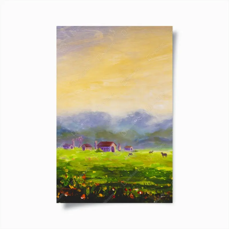 Poster sonnenaufgang über der sommerwiese