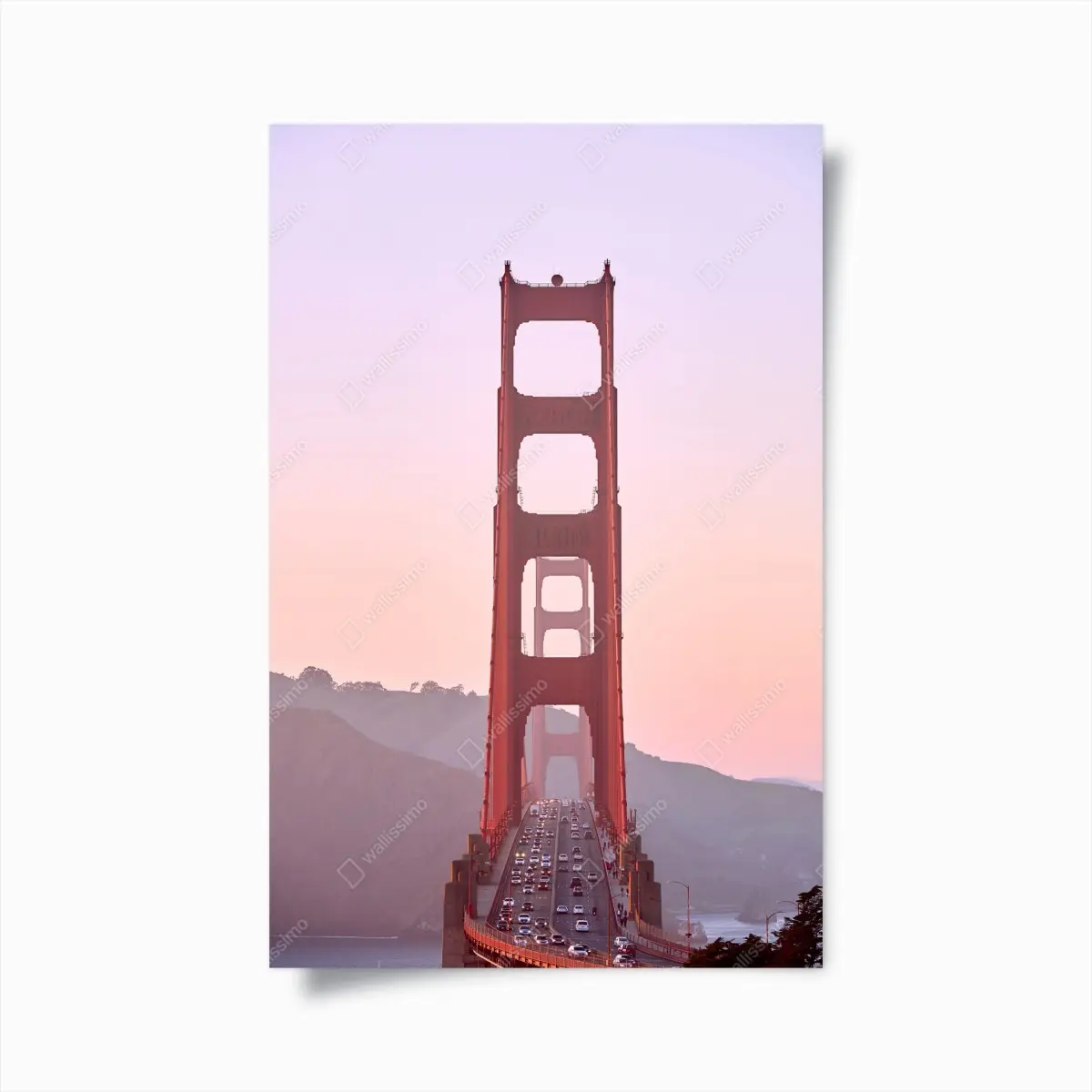 Poster Golden Gate bei pastellfarbenem sonnenuntergang – Pixers®