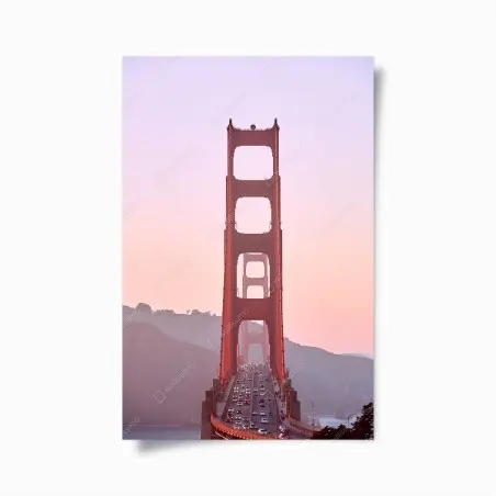 Poster Golden Gate bei pastellfarbenem sonnenuntergang – Pixers®