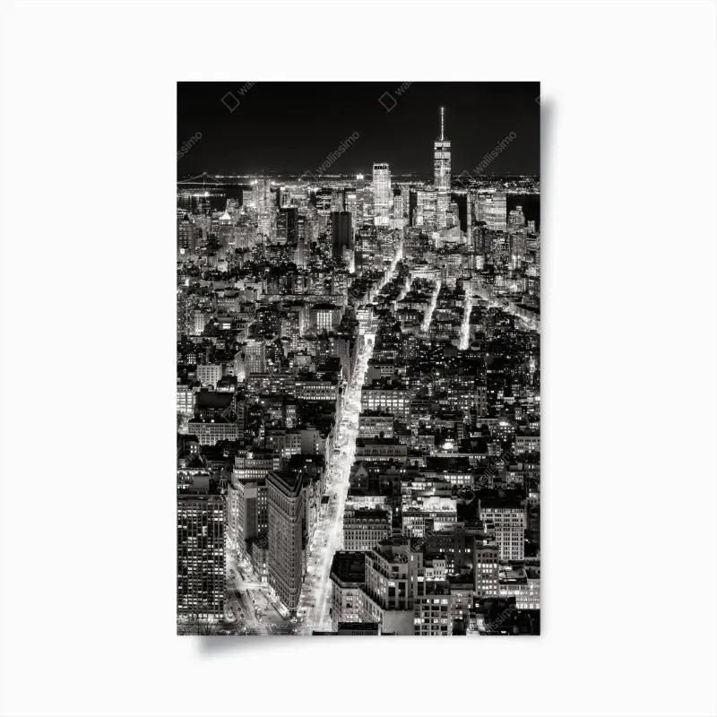 Poster monochrome stadtansicht bei nacht