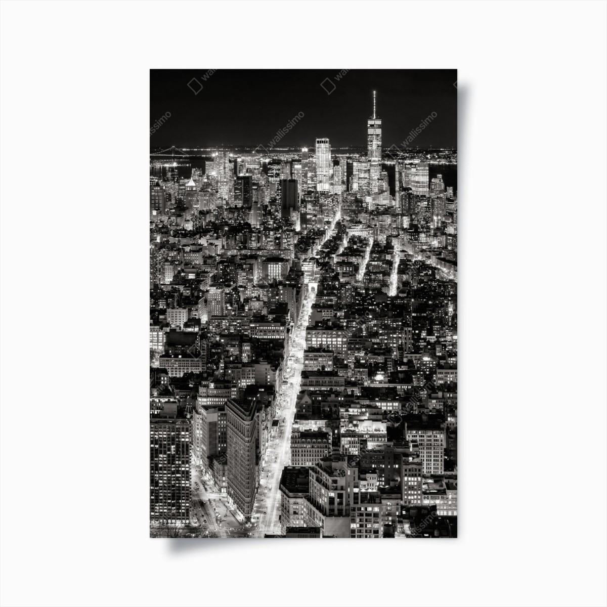 Poster monochrome stadtansicht bei nacht – Pixers®