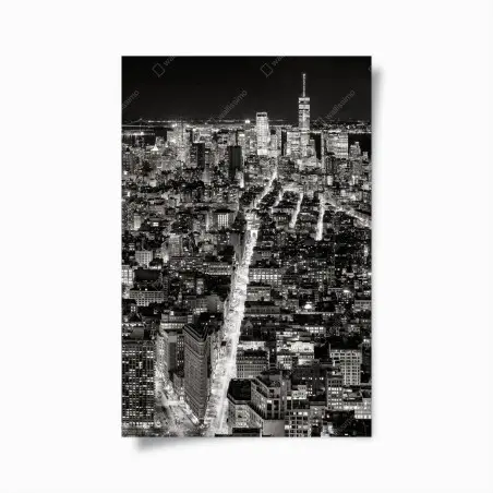 Poster monochrome stadtansicht bei nacht – Pixers®