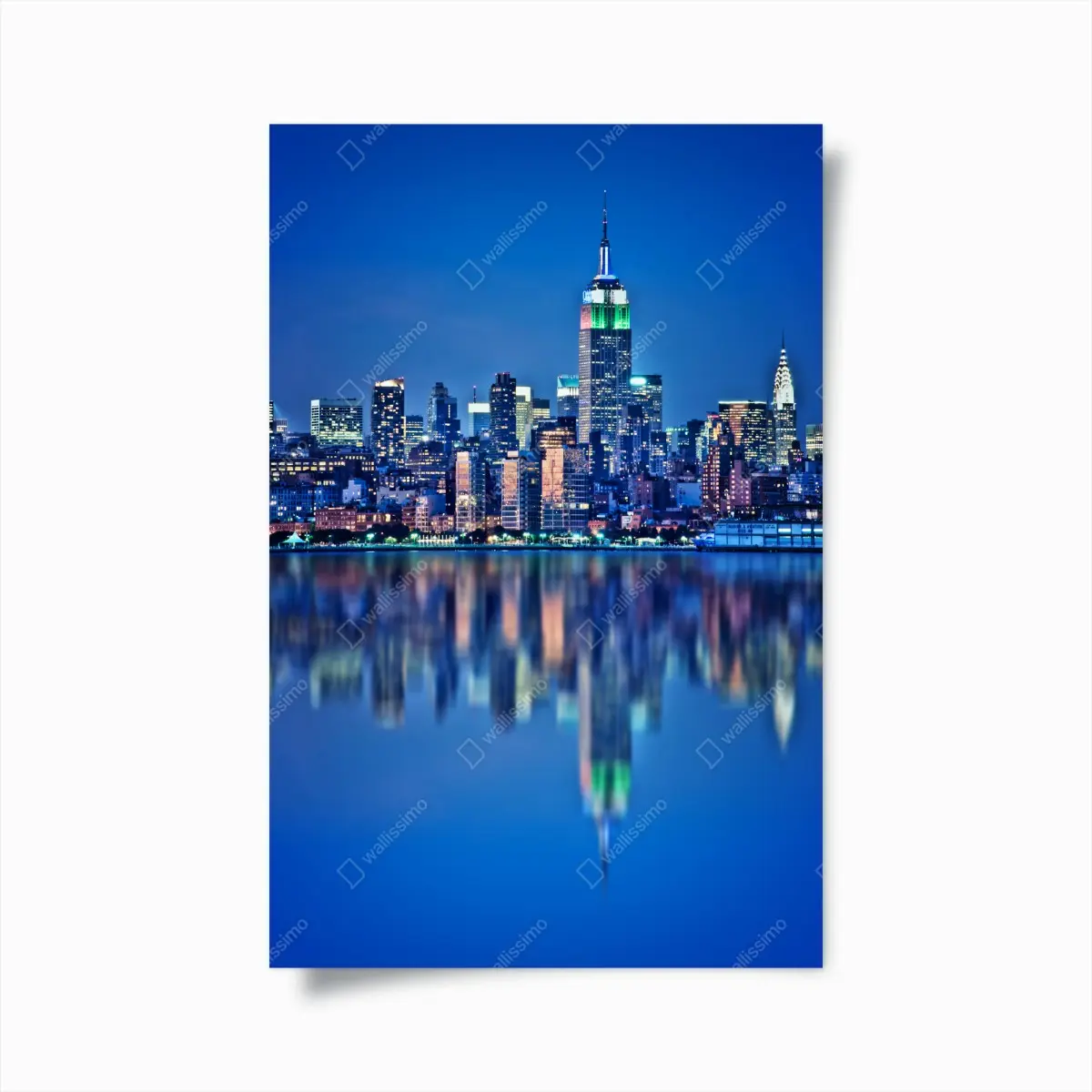Poster New York skyline bei nacht mit spiegelung – Pixers®