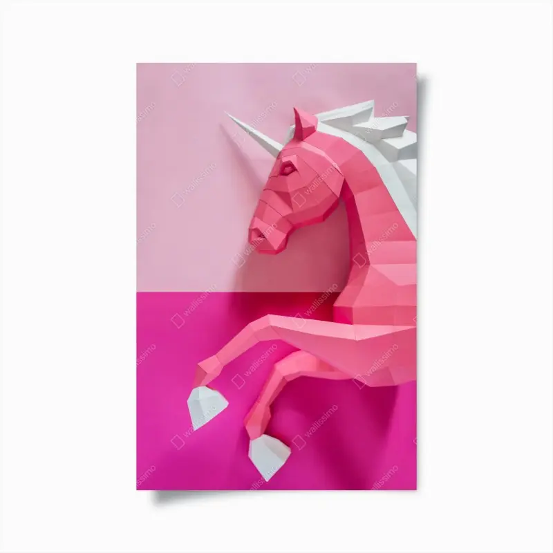 Poster rosa geometrisches einhorn