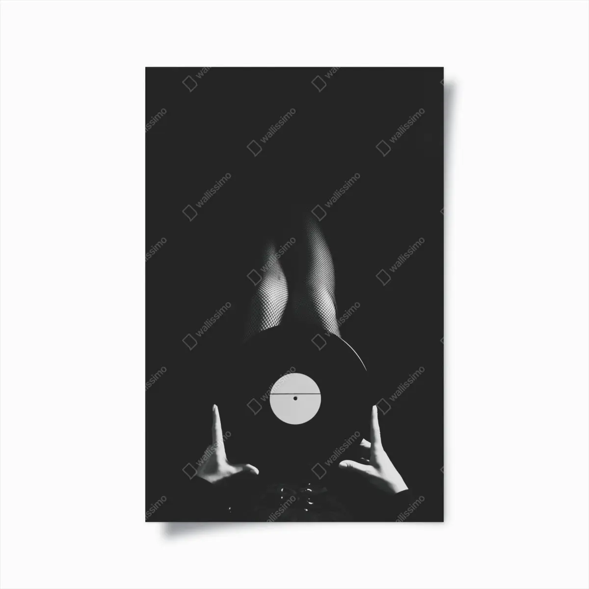 Poster schallplatte und beine in netzstrümpfen – Pixers®