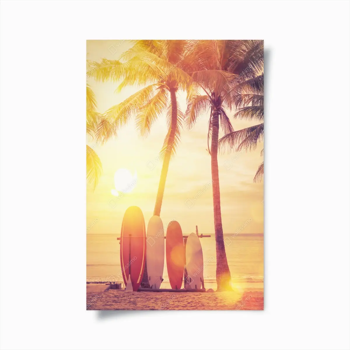 Poster tropischer sonnenuntergang mit surfboards – Pixers®