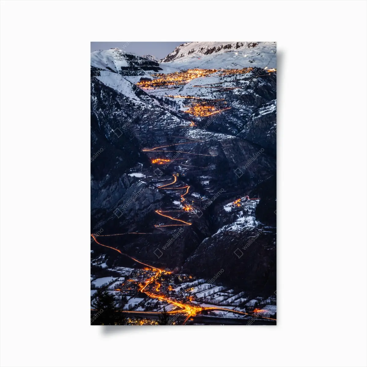 Poster Alpe d'Huez nächtliche auffahrt auf der serpentinenstraße – Pixers®