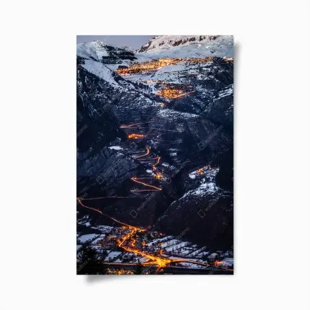 Poster Alpe d'Huez nächtliche auffahrt auf der serpentinenstraße – Pixers®