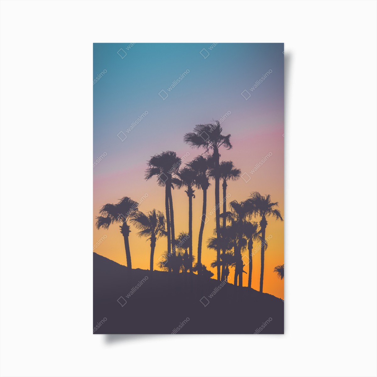 Poster retro tropische palmen bei sonnenuntergang – Pixers®
