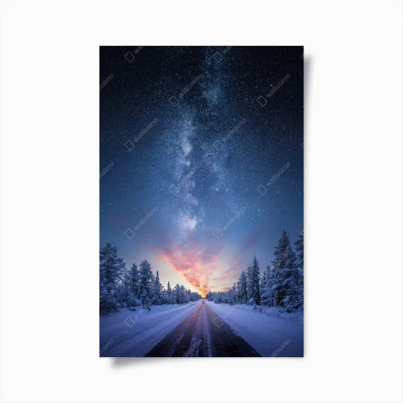 Poster straße zur milchstraße bei sonnenaufgang
