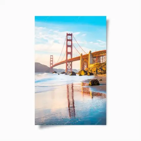 Poster goldene stunde an der Golden Gate Bridge, Baker Beach – Pixers®