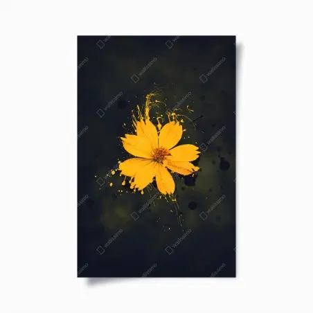 Poster leuchtende gelbe blüte auf dunklem hintergrund – Pixers®