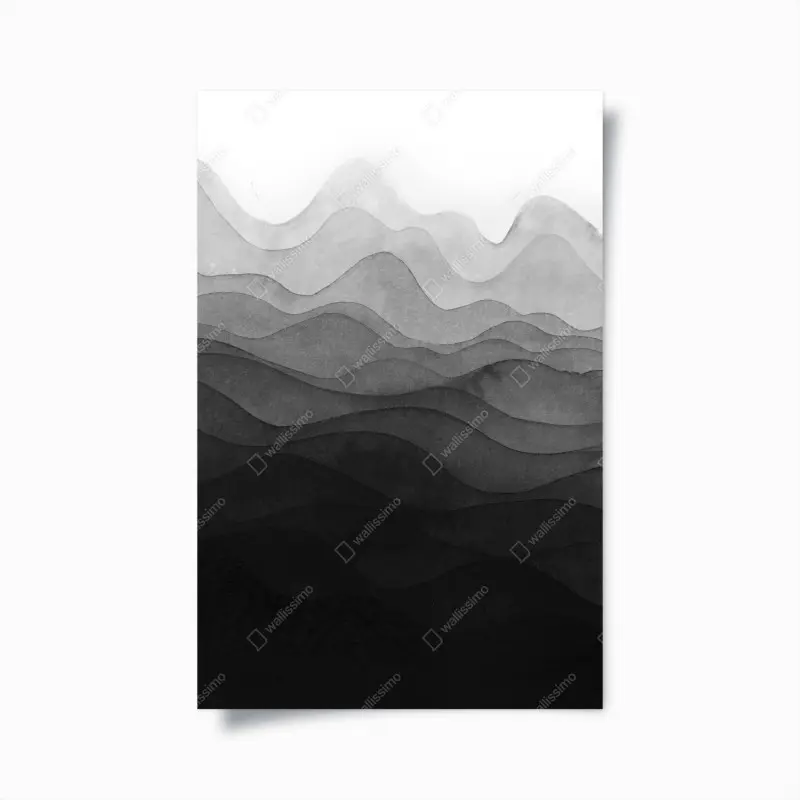 Poster monochrome geschichtete berge