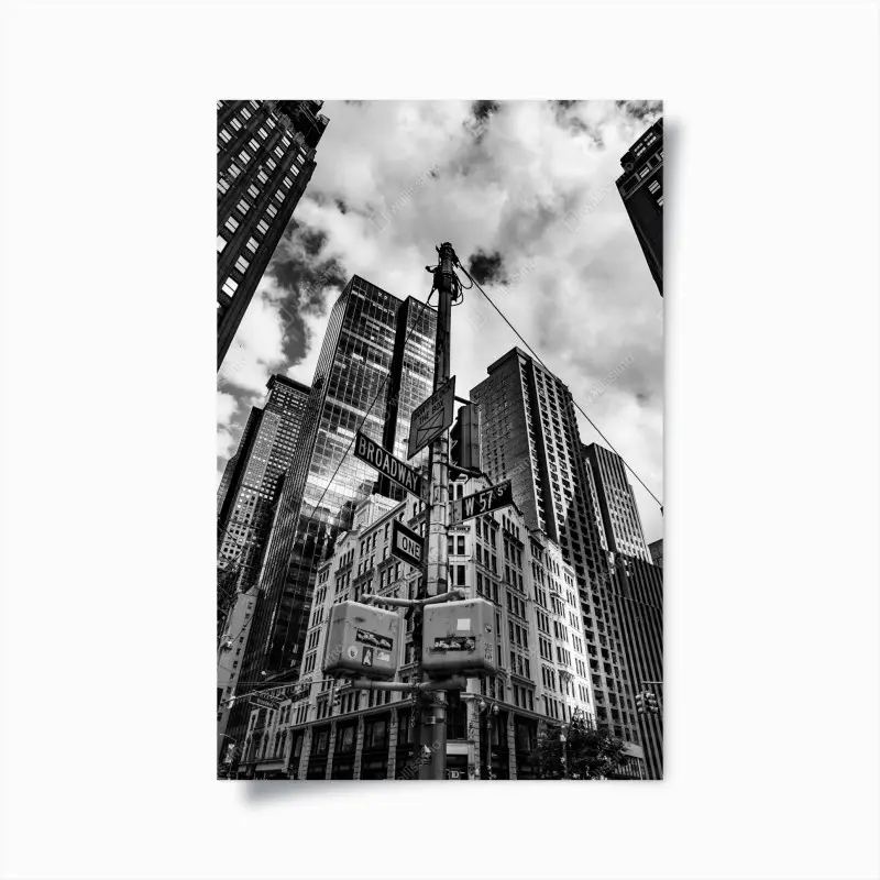 Poster Broadway und W 57 St – städtische szene in schwarzweiß