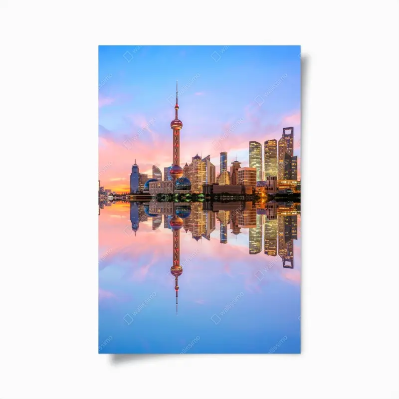 Poster Shanghai skyline bei sonnenaufgang
