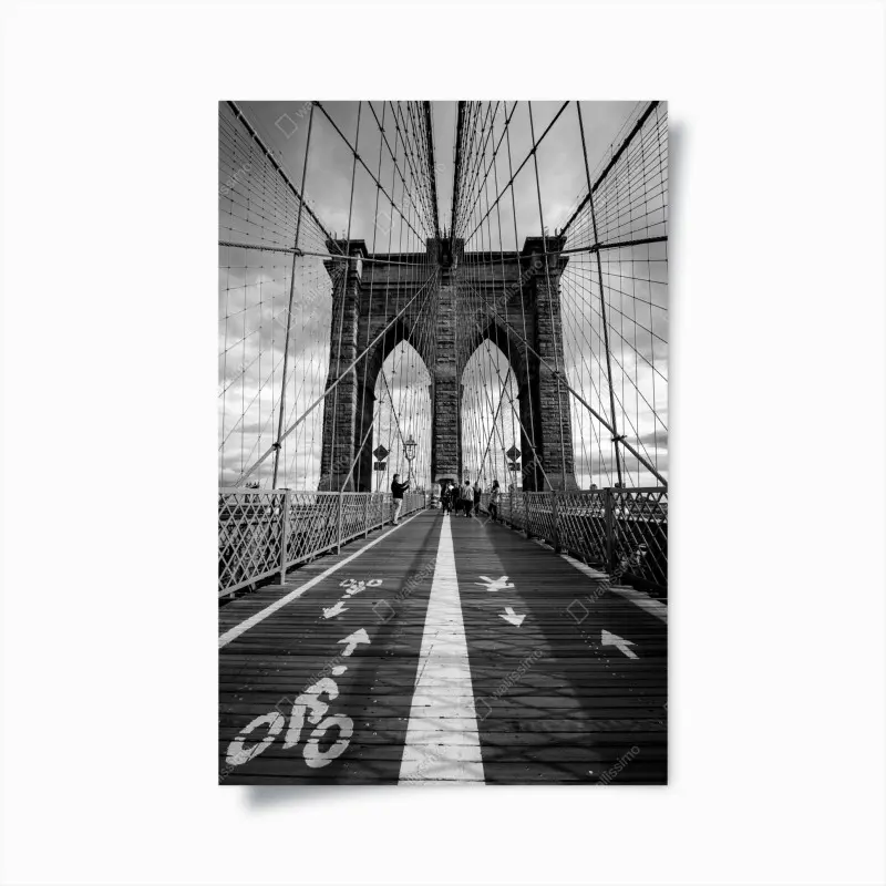 Poster Brooklyn Bridge perspektive in monochrom