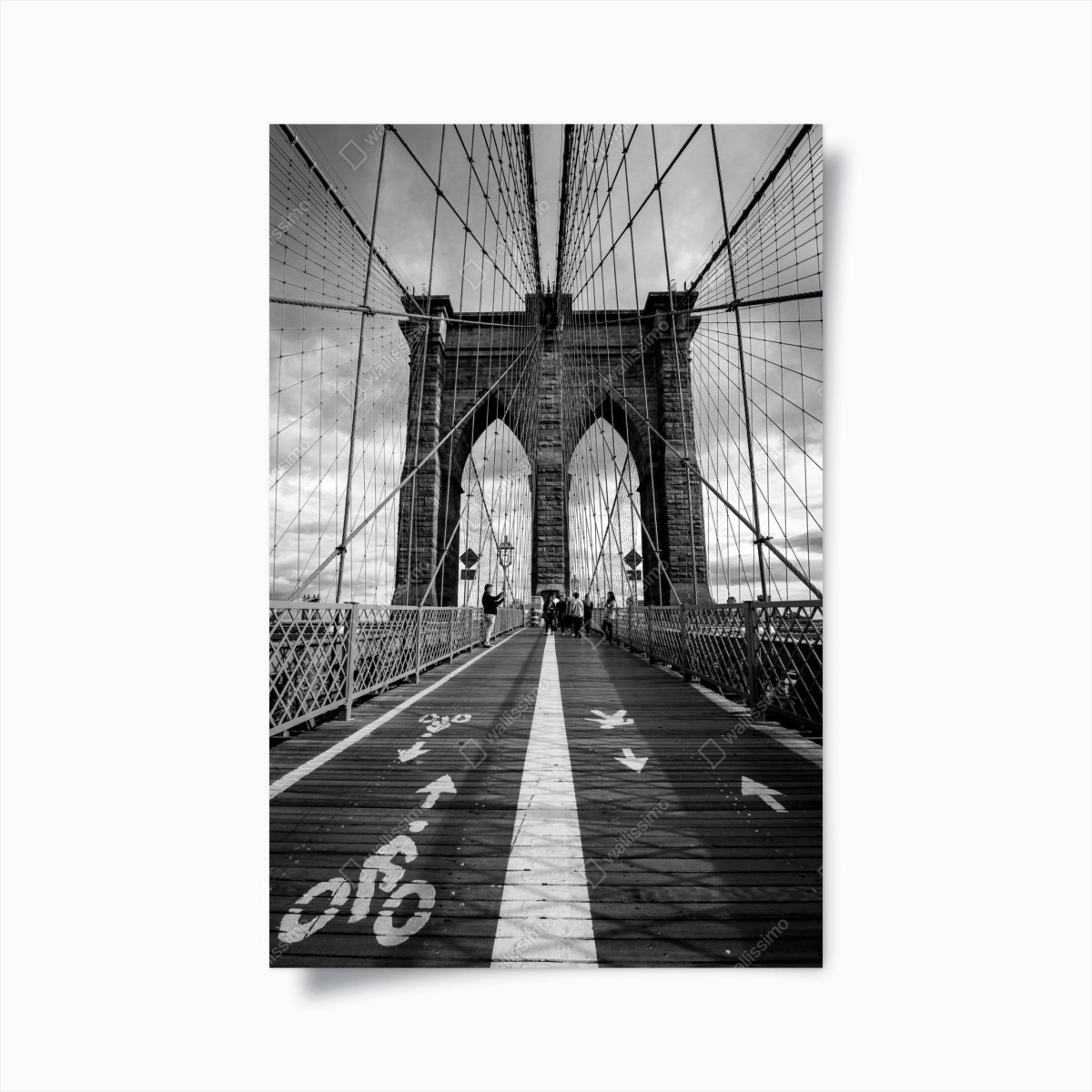 Poster Brooklyn Bridge perspektive in monochrom – Pixers®