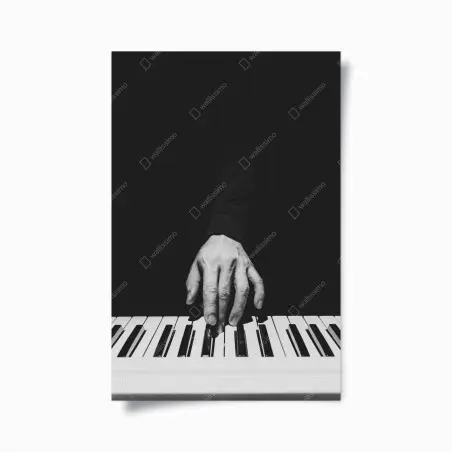 Poster monochromes nahaufnahme einer hand am klavier – Pixers®