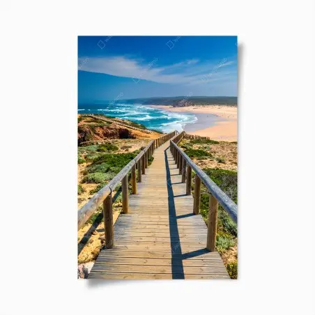 Poster holzsteg zur Praia da Bordeira – Pixers®