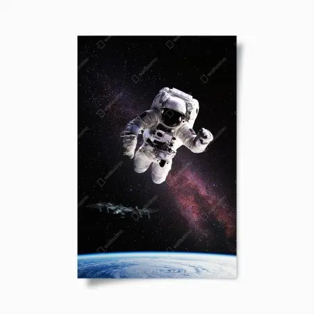 Poster astronaut über der Erde und galaxie – Pixers®