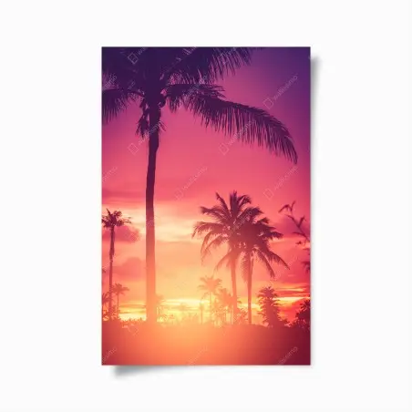 Poster tropischer sonnenuntergang mit palmen – Pixers®