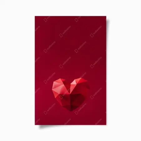 Poster geometrisches rotes papierherz – Pixers®