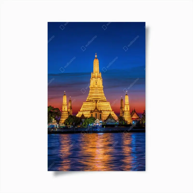 Poster goldenes Wat Arun in der dämmerung